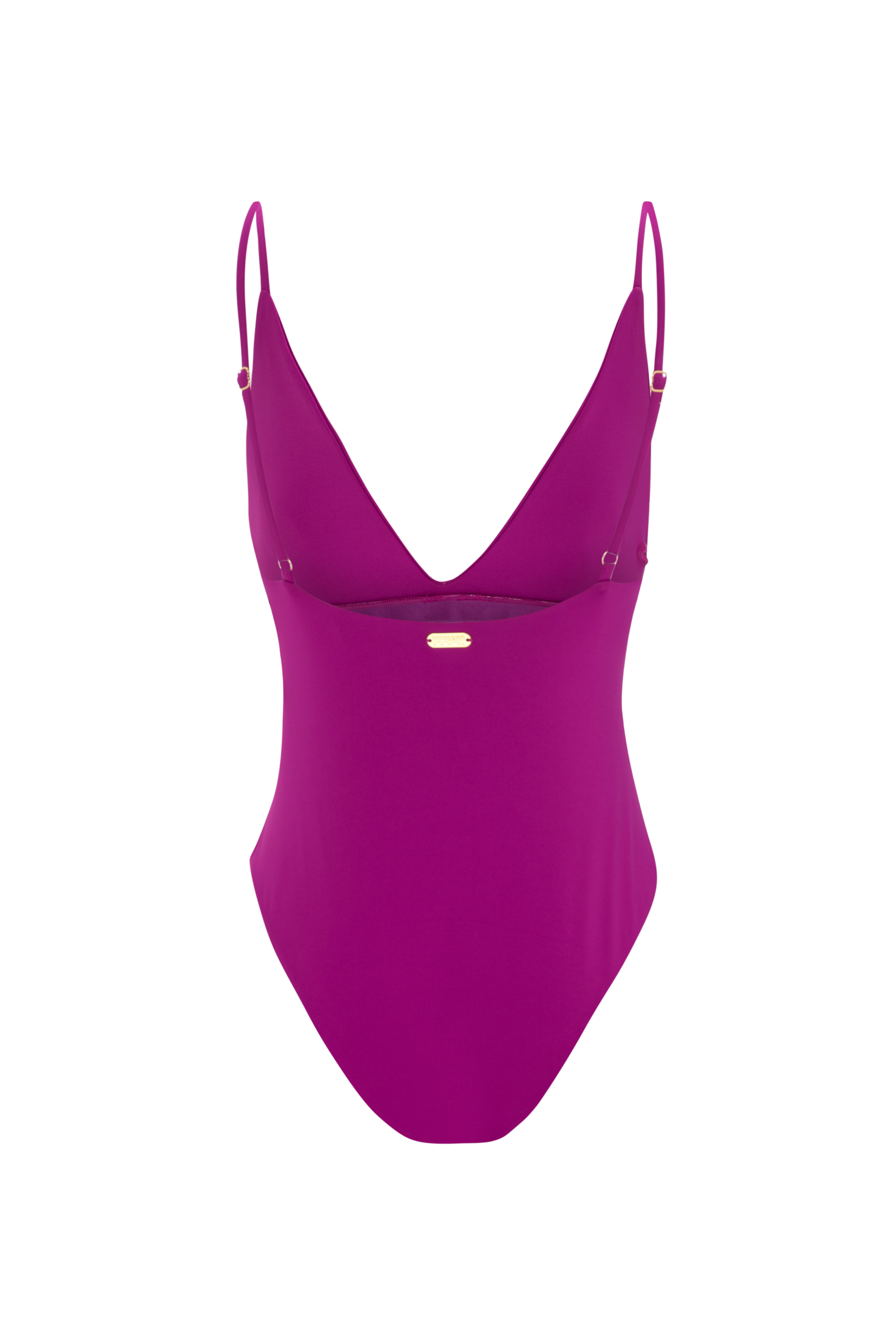 Designer coral tone sculpting one-piece with elegant plunge